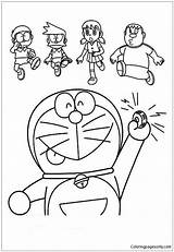 Pages Doraemon Nobita Suneo Calling Shizuka Coloring Giant Color Online sketch template