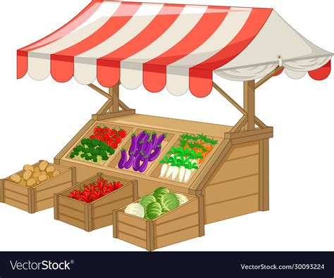 brown wood food fruit  vegetable stall cartoon vector image