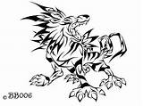 Garurumon Digimon Coloring Pages Tribal Pokemon Tattoo sketch template