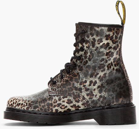 dr martens leopard print leather boots  animal leopard lyst