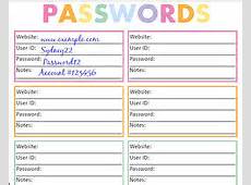 Password Log, Printable Planner Page, Password Book, Password Keeper