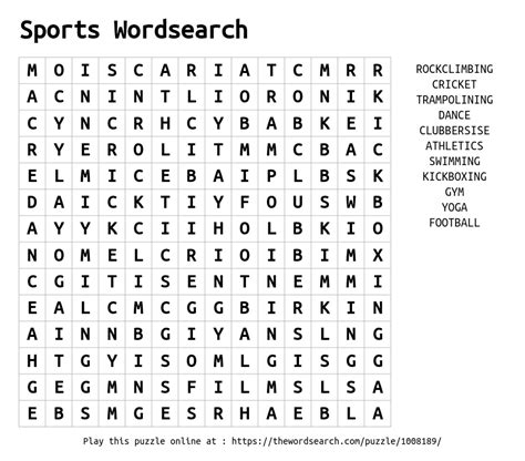 word search  sports wordsearch