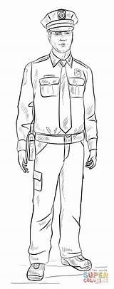 Coloring Police Man Policeman Pages Popular sketch template