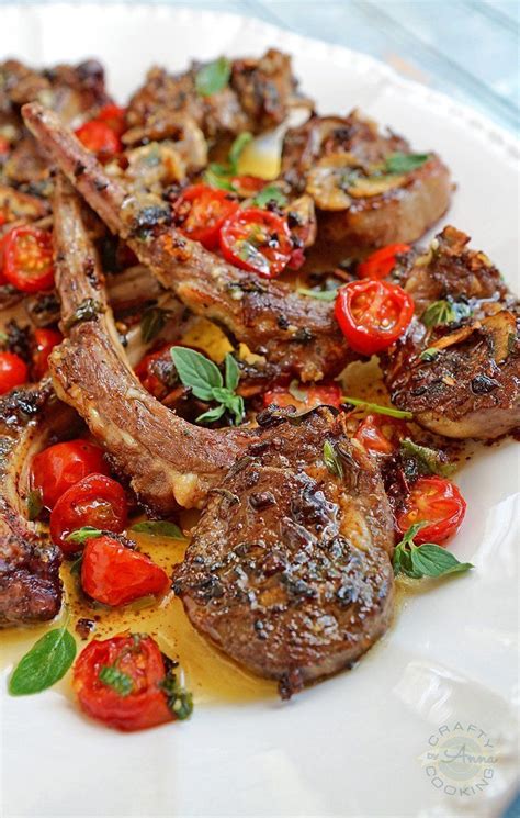 marinated greek lamb chops  mushrooms  tomatoes recipe lamb recipes lamb chop