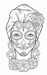 Coloring Dead Pages Skull Masks Sugar Adult Printable Print Halloween Girl Books Book Tattoos Googlesearch Illustration sketch template