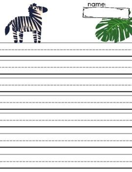 zoo animal themed lined writing paper  vertical spacing versions lions