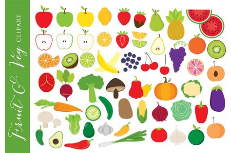 Vegetable Clipart Fruit Clip Art ~ Illustrations ~ Creative Market