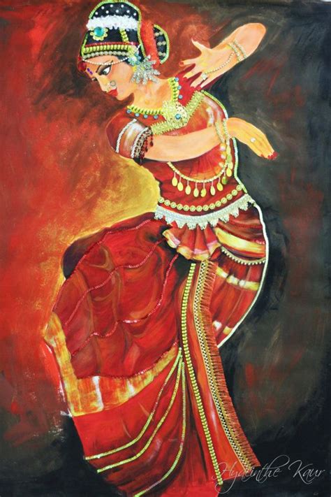 Bharatanatyam Dancer Acrylic Painting Jewelled By Hykaur