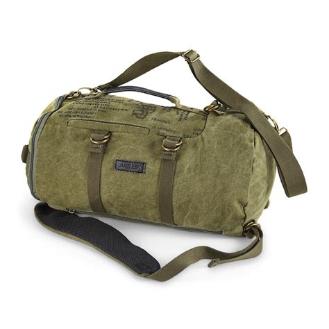 heavy duty canvas duffle bag  leather trim