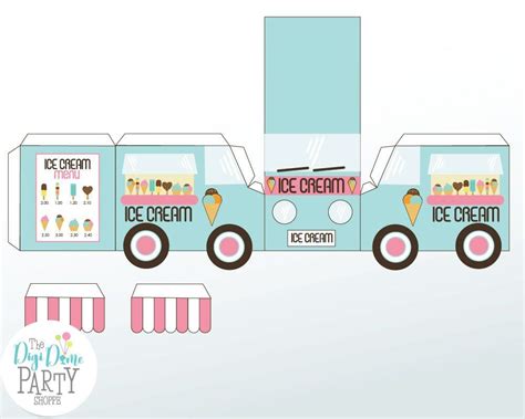 ice cream truckvan party printable pcs   page mint etsy ice