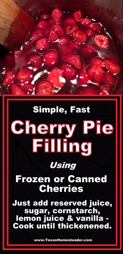 cherry pie filling recipe from frozen or canned cherries ~ texas