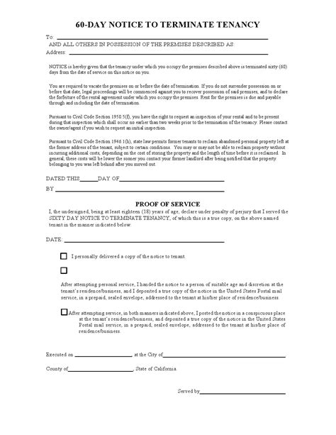 california  day notice  vacate form