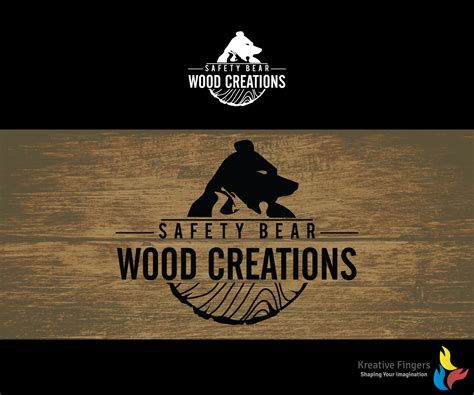 playful masculine woodworking logo design  safety bear wood