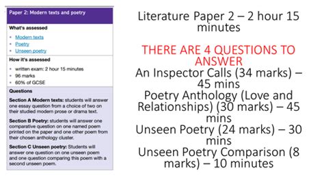english literature paper  revision overview teaching resources