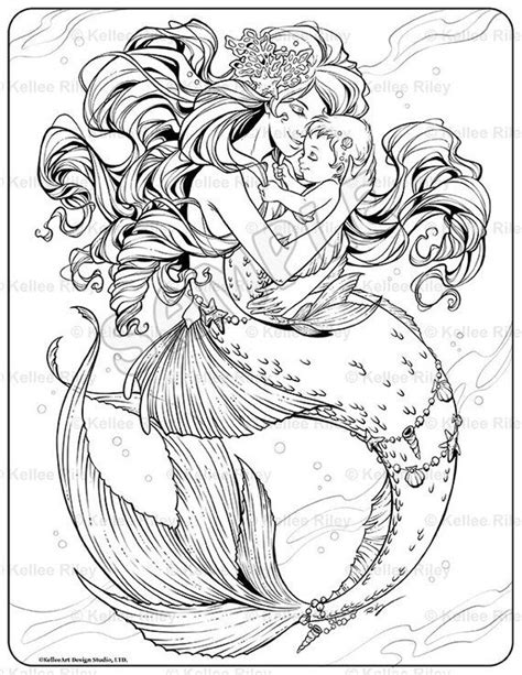 mother  baby mermaid adult coloring page mermaid coloring pages