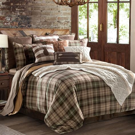 huntsman rustic tartan plaid comforter bedding  mossy oak