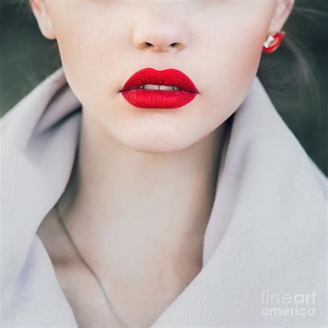 face of a beautiful girl with red lips photograph by aleshyn andrei