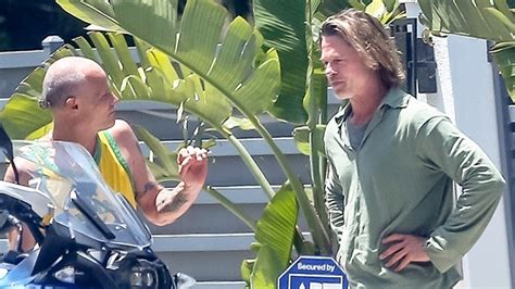 Brad Pitt Has Long Hair And Wears Ripped Jeans In Malibu
