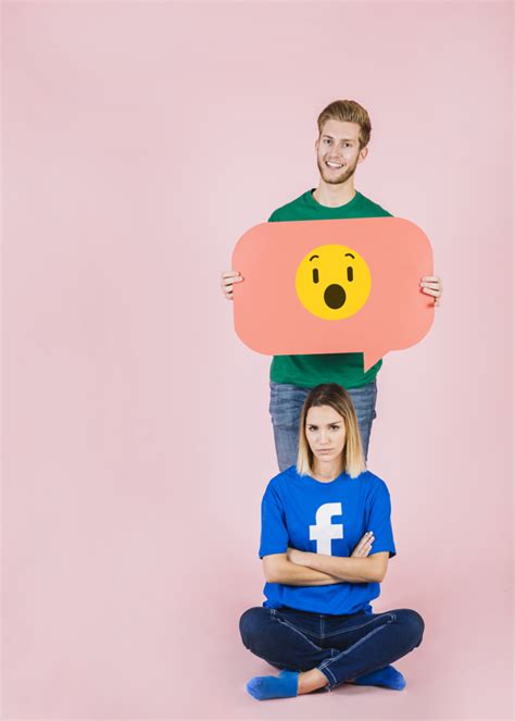 Sad Woman Sitting In Front Of Happy Man Holding Shocked