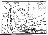 Night Coloring Pages Starry Getcolorings Gogh Van Color sketch template