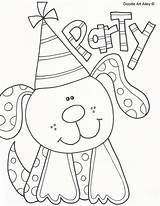 Birthday Coloring Pages Dog Doodle Party Pet Alley sketch template