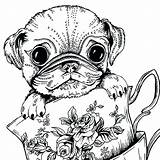 Coloring Pug Pages Dog Cute Adults Printable Baby Print Colouring Kids Teacup Adult Puppy Sheets Animal Color Puppies Book Getcolorings sketch template
