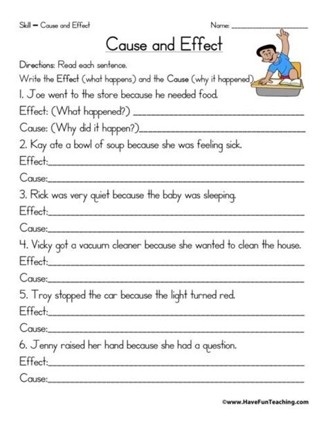 effect worksheets  grade worksheets master