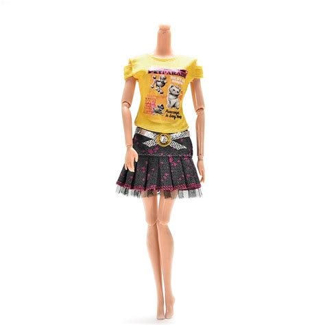 New Casual Wear Party Gown Clothes For Barbie Doll Skirt T Shirt With