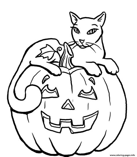 pumpkin halloween black cat   kidscf coloring pages printable