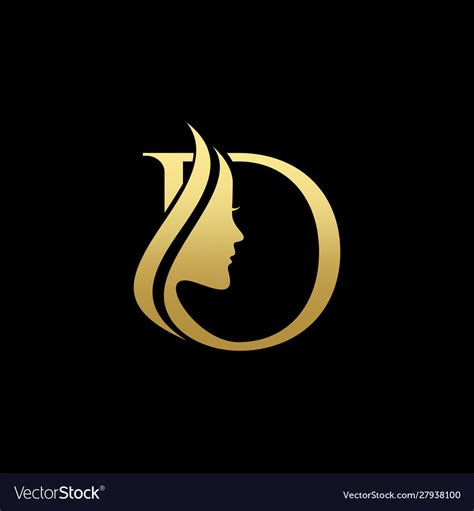 letter d beauty women face logo design royalty free vector
