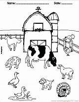 Farm Coloring Scene Pages Getcolorings Animal Color sketch template
