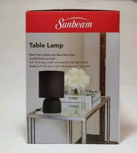 Sunbeam Table Lamp Black Shade Metal Base Wired W Led Bulb Energy