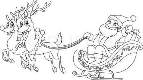 santa   sleigh coloring pages stock vector  outlined santa