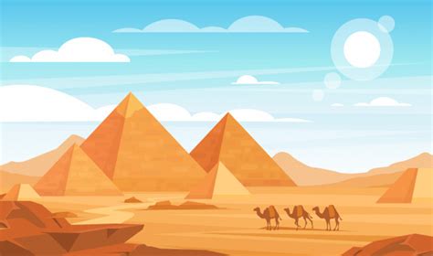 Premium Vector Pyramids In Desert Flat Illustration