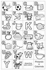 Alfabeto Ilustrado Abecedario Infantil Figuras Alfabetização Letters Portuguese Folha Coloringcity Lessons sketch template