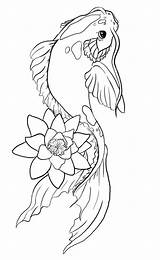 Fish Koi Tattoo Outline Drawing Flower Koy Drawings Illustration Designs Stencils Murrain Mercy Lovely Coy Line Stencil Tattoos Deviantart Pencil sketch template