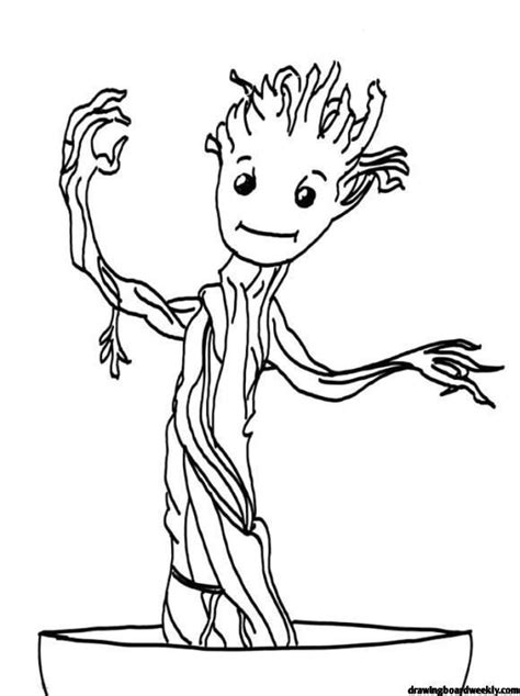 baby groot coloring page  drawing board weekly