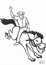 Coloring Rodeo Cowboy Riding Bucking Bronco Pages Bull Printable Drawing Broncos Getdrawings Comments Supercoloring sketch template