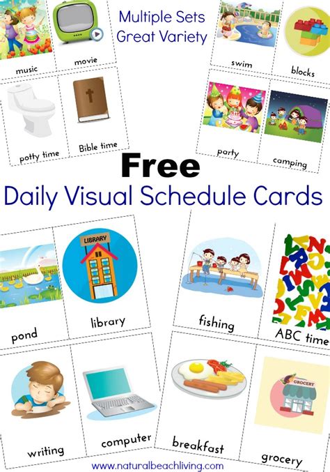 extra daily visual schedule cards  printables natural beach living
