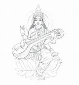 Saraswati Coloring Pages Goddess Drawings Lakshmi Tattoo Maa Drawing Getcolorings Line Trinity Parvati Tridevi Among Draw Know Getdrawings Step Painting sketch template