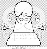 Chess Pawn Mascot Hug Wanting Loving Outlined Coloring Clipart Vector Cartoon Thoman Cory sketch template