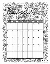 Calendar Coloring February Pages Printable Kids Flower Theme 2021 Feb Print Calender Monthly Template Months Sheets Woojr Jr Printables Activities sketch template