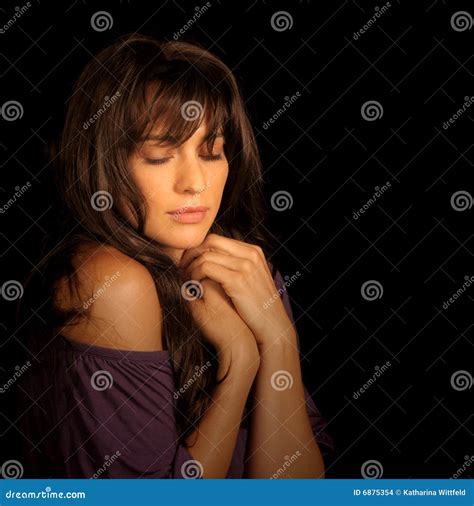 beautiful brunette woman enjoying the moment stock images image 6875354