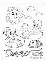 Coloring Summer Pages Children Tube Float Kids Printable Sea Easy Printables Inflatables Adults sketch template