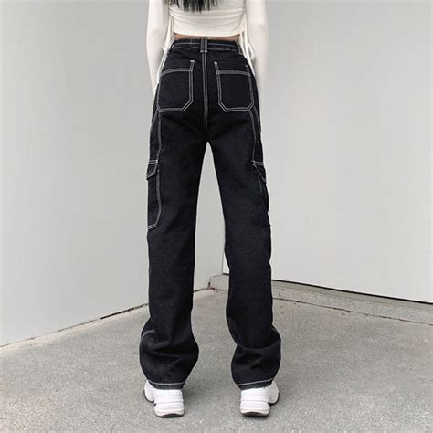 patchwork baggy jeans fashion streetwear loose cargo pants etsy