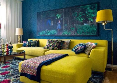 charming blue  yellow living room design ideas rilane