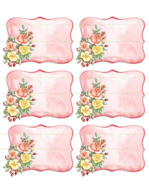 instant  pink flower  tags gift tags printable etsy