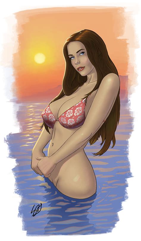 ocean bikini pin up by artiststyle hentai foundry