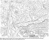 Starry Gogh Sternennacht Malvorlage Colorir Vincent Sonnenblumen Colorare Noite Estrelada Ausmalen Malvorlagen Disegni Coloringhome sketch template