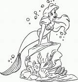 Little Mermaid Coloring Pages Printable Underwater Rock sketch template